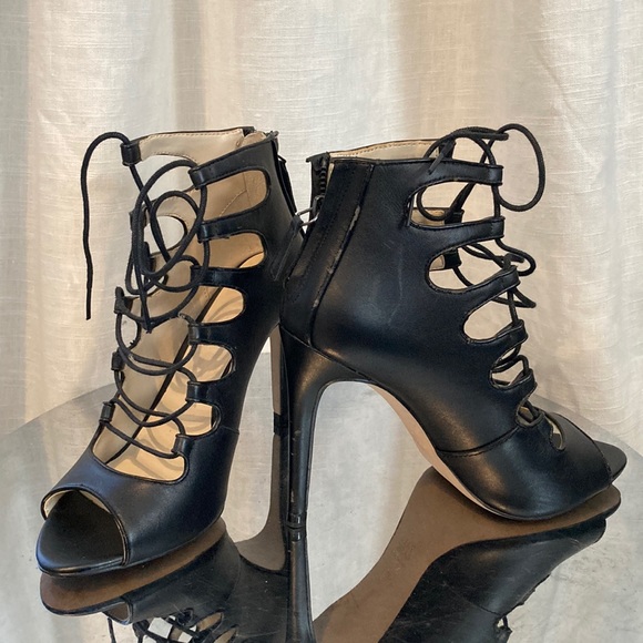 Zara Lace Up Open Toe Heals Size 37 - Picture 2 of 4
